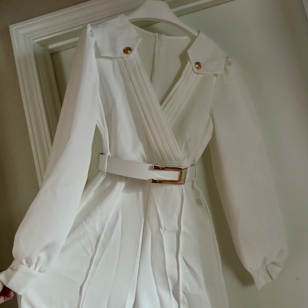 White Belted Jumpsuit